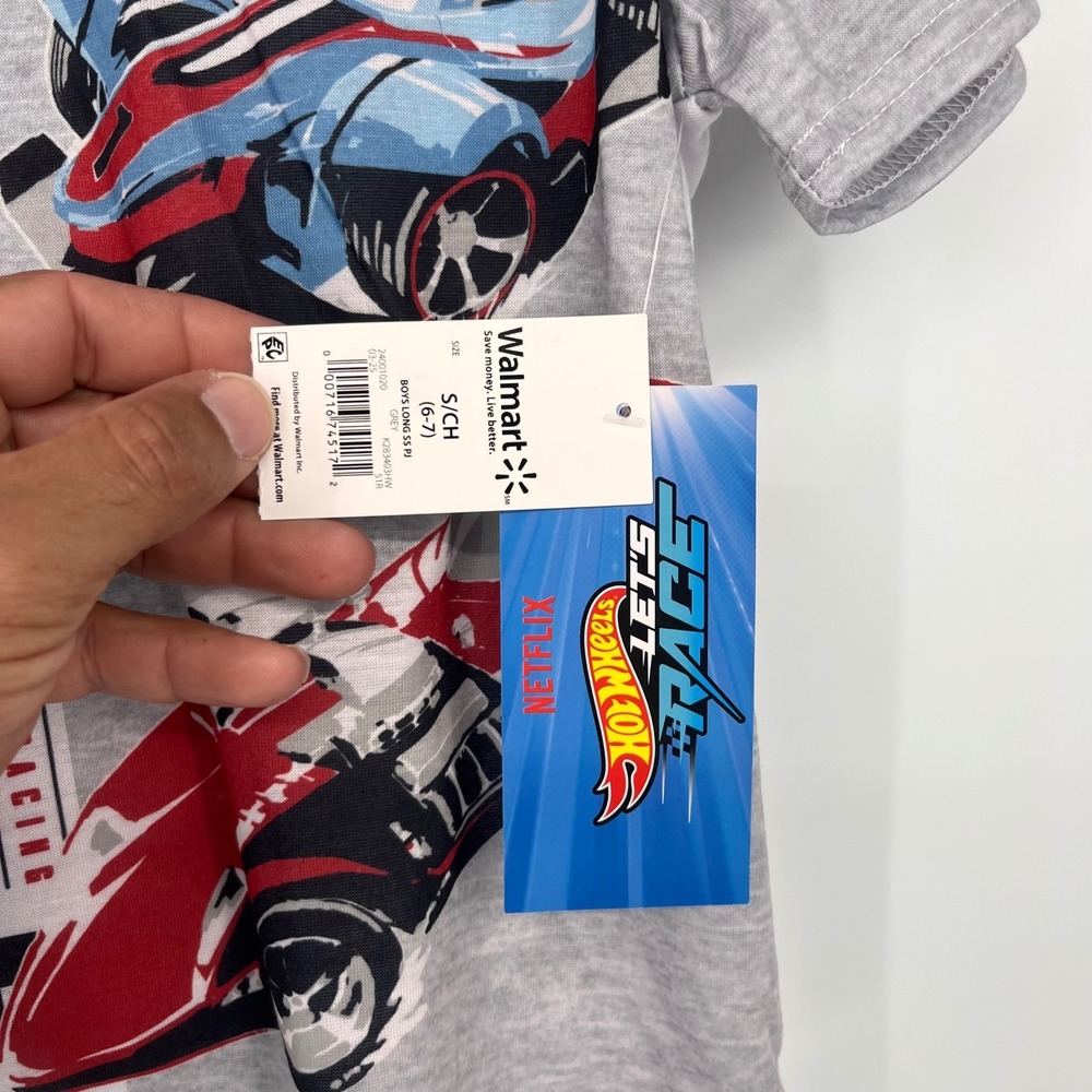 NWT Hot Wheels Boys Pajama Set Small 6-7 T-Shirt Pants Cars Kidcore Gift - Picture 7 of 10